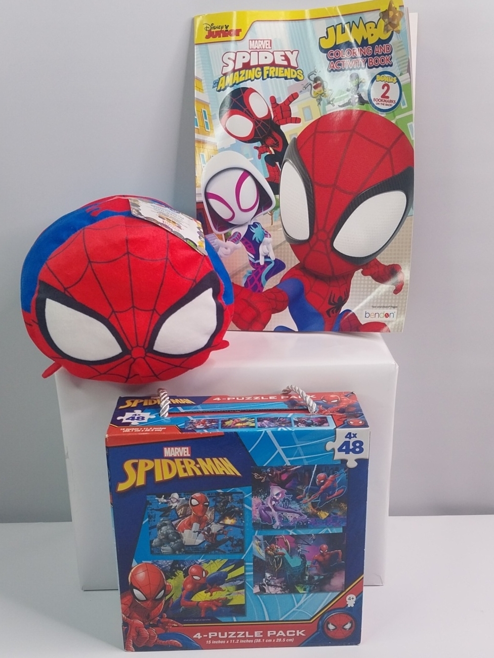 Marvel Spider-Man Red and Blue Plush Pillow with Activity Pack